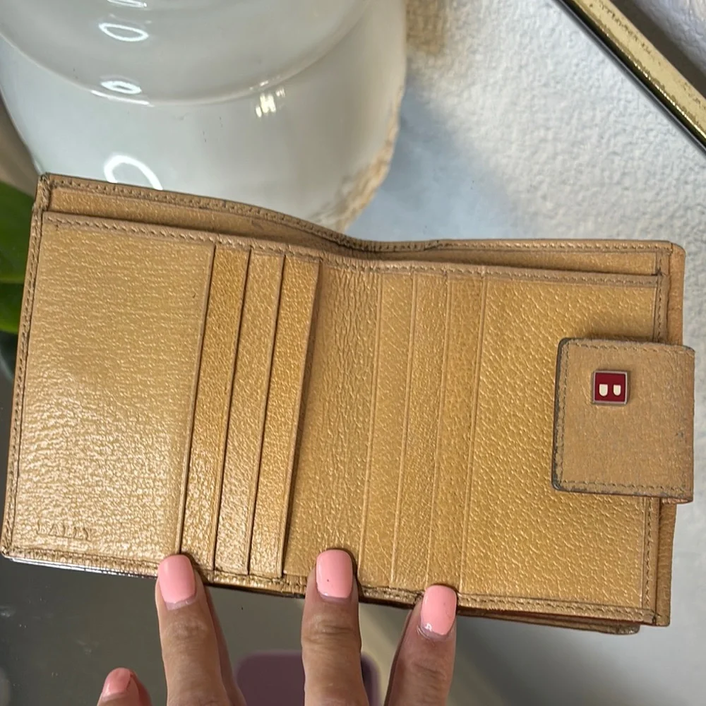 Bally Gold Leather Wallet. With wear